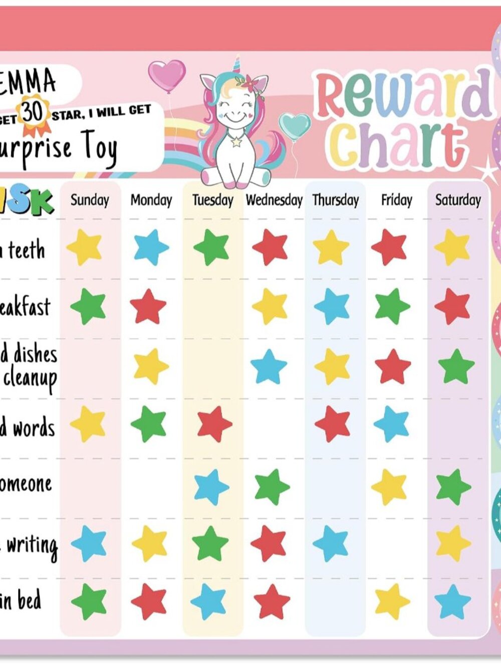 Reward Chart for Kids – Unicorn Magnetic Kids Behavior Chart